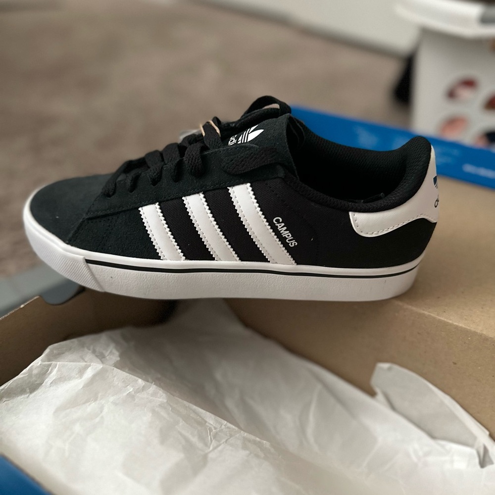 Adidas Men's Black and White Canvas Sneakers
